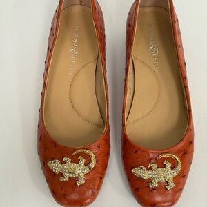 Burnt Orange Flats with Gold Lizard Accent